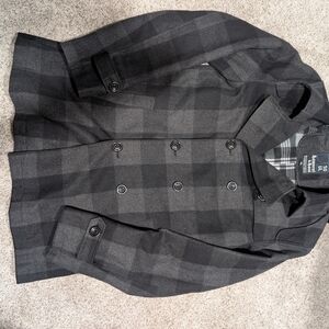 Samurai & Soul Men's Double-Breasted Plaid Wool-Blend Peacoat Jacket